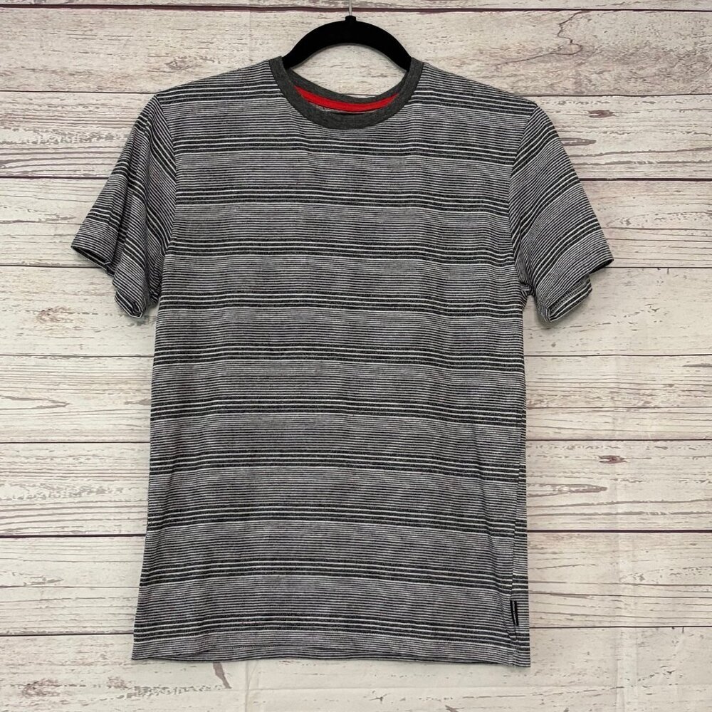 🦃 Ocean Current Grey White‎ Striped Shirt Boys Large